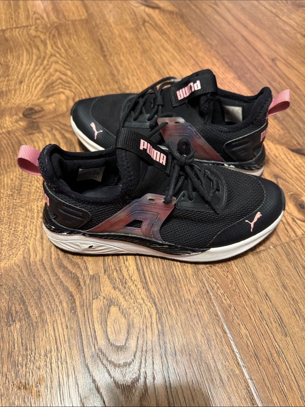 Puma Black Sneakers with Pink Accents
